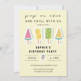 サマークールポプシクル誕生日招待状 招待状