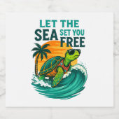 サマークール – ウミガメ スパークリングワインラベル (シングルラベル)