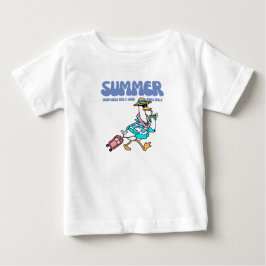 サマーグッドバイブズダックバケーションアート ベビーTシャツ