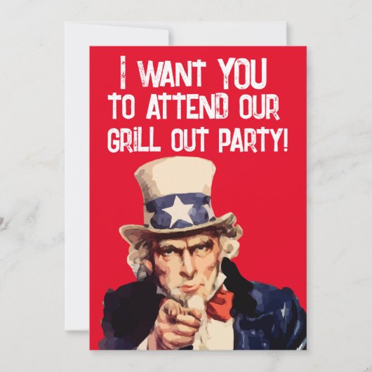 サマーグリルアウトBBQパーティーおじさん同じ招待状 招待状 (正面)