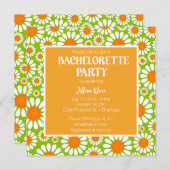 サマーグリーンアンドオレンジレトロデイジーバチェロレッテ 招待状 (正面/裏面)