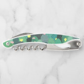 サマーグリーンティール(緑がかった色)サボテン金ゴールドドットかわいいデザイン ソムリエナイフ (裏面)