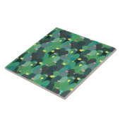 サマーグリーンティール(緑がかった色)サボテン金ゴールドドットかわいいデザイン タイル (側面)