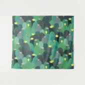 サマーグリーンティール(緑がかった色)サボテン金ゴールドドットかわいいデザイン タペストリー (正面(横))