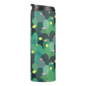 サマーグリーンティール(緑がかった色)サボテン金ゴールドドットかわいいデザイン タンブラー (回転右)