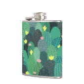 サマーグリーンティール（緑がかった色）サボテン金ゴールドドットかわいいデザイン フラスク (左)