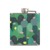 サマーグリーンティール（緑がかった色）サボテン金ゴールドドットかわいいデザイン フラスク (裏面)