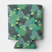 サマーグリーンティール(緑がかった色)サボテン金ゴールドドットかわいいデザイン 缶クーラー (裏面)