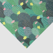 サマーグリーンティール(緑がかった色)サボテン金ゴールドドットかわいいデザイン 薄葉紙 (詳細)