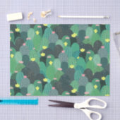 サマーグリーンティール(緑がかった色)サボテン金ゴールドドットかわいいデザイン 薄葉紙 (クラフト)