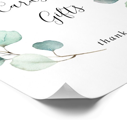 サマーグリーンユーカリプタスカードとギフトサイン ポスター (角)