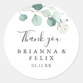 サマーグリーンユーカリプトゥスサンキューユー結婚式の引き出物 ラウンドシール (正面)