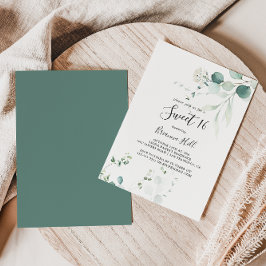 サマーグリーンユーカリプトゥススウィート16バースデーパーティー 招待状