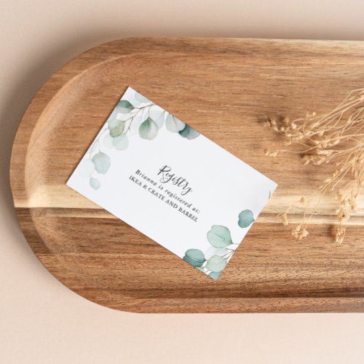 サマーグリーンユーカリ結婚のギフト登録 エンクロージャーカード