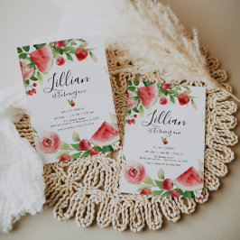 サマーグリーンリーフルーツ誕生日 招待状