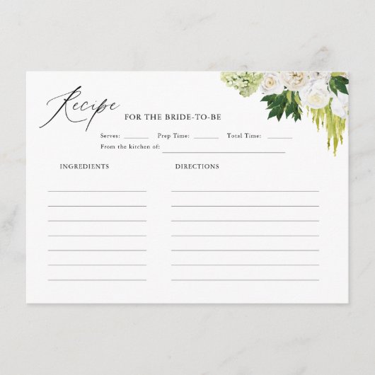 サマーグリーンリーブライダルシャワーレシピ エンクロージャーカード (正面)