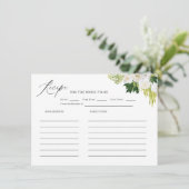 サマーグリーンリーブライダルシャワーレシピ エンクロージャーカード (スタンド正面)