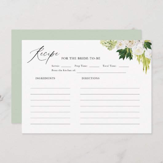 サマーグリーンリーブライダルシャワーレシピ エンクロージャーカード (正面/裏面)