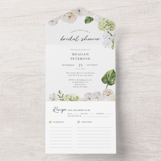 サマーグリーンリーブライダルシャワー オールインワン招待状 (内側)