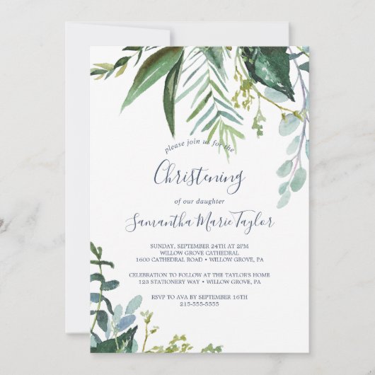 サマーグリーンリー《キリスト教》洗礼式や命名式 招待状 (正面)