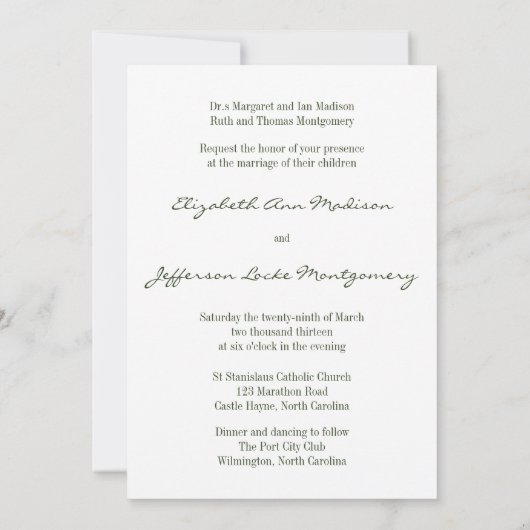 サマーグリーン大聖堂結婚式招待状 招待状 (裏面)