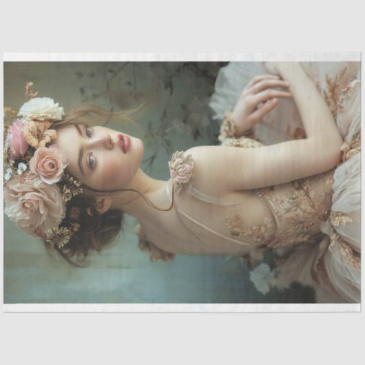 サマーグリーン&ソフトピンクバレリーナ美しい&フローラ 薄葉紙 (正面)