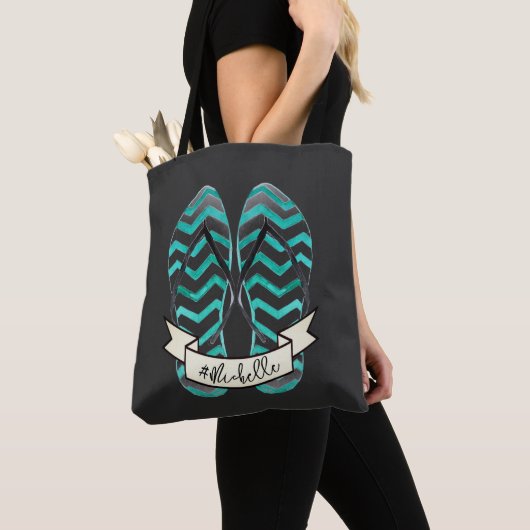 サマーゲタウェイビーチビーチサンダル パーソナライズされた トートバッグ (クローズアップ)