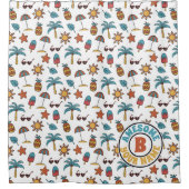 サマーココナッツポップスティクルサングラスパイナップルビーチ シャワーカーテン (正面)