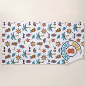 サマーココナッツポップスティクルサングラスパイナップルビーチ ビーチタオル (正面)