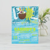 サマーココナッツ誕生日プールパーティー 招待状 (スタンド正面)