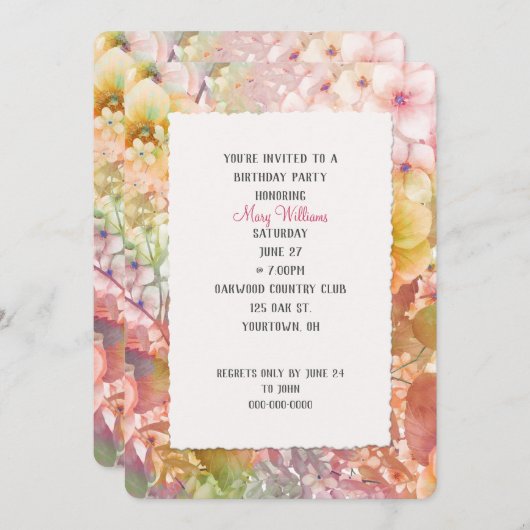 サマーコスモス誕生日パーティー 招待状 (正面/裏面)