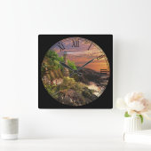 サマーコテージ&ライトハウスファインアート スクエア壁時計 (ホーム)