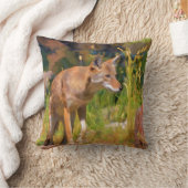 サマーコヨーテ絵画野生動物 クッション (ブランケット)