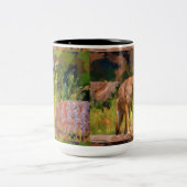 サマーコヨーテ絵画野生動物 ツートーンマグカップ (中央)