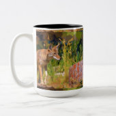 サマーコヨーテ絵画野生動物 ツートーンマグカップ (左)
