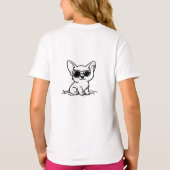 サマーコーギーの仔犬サングラスラインアート Tシャツ (裏面)