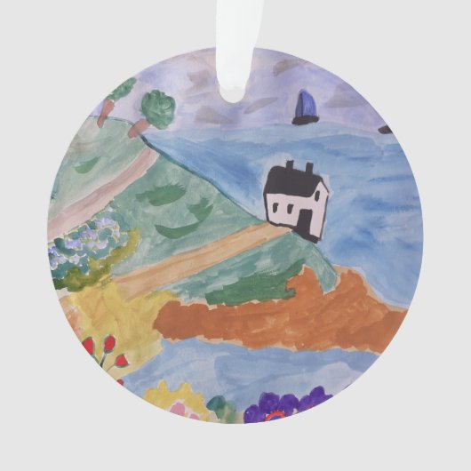 サマーコースト&フラワーアクリルの木飾り オーナメント (正面)