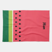 サマーコーラルピンクグリーンスイカのフルーツスライス キッチンタオル (横)