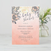 サマーコーラルポピー赤ちゃんシャワー 招待状 (スタンド正面)