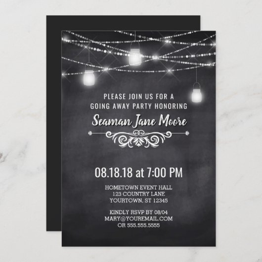 サマーゴーイングパーティーメ遠くにイソンジャーライトズ招待状 招待状 (正面/裏面)