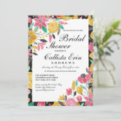サマーゴールデンピンクフローラウォーターカラーブライダルシャワー 招待状 (スタンド正面)