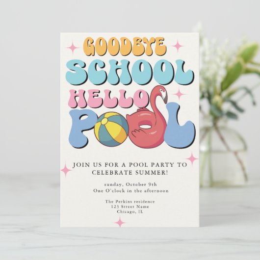 サマーサヨナスクールハロープールパーティの招待状 招待状 (スタンド正面)