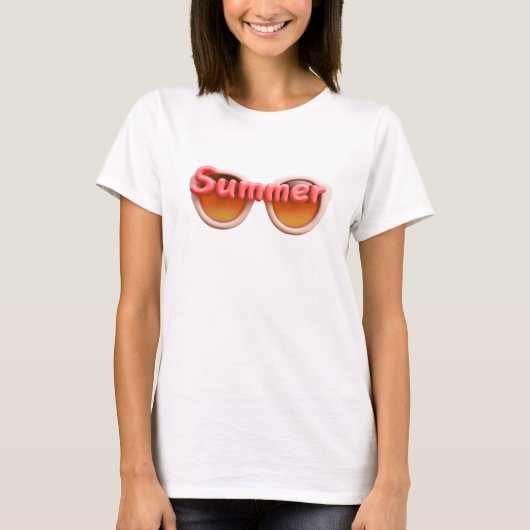 サマーサングラス タイポグラフィーデザイン Tシャツ (正面)