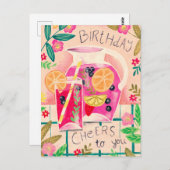 サマーサングリア誕生日応援の挨拶 ポストカード (正面/裏面)