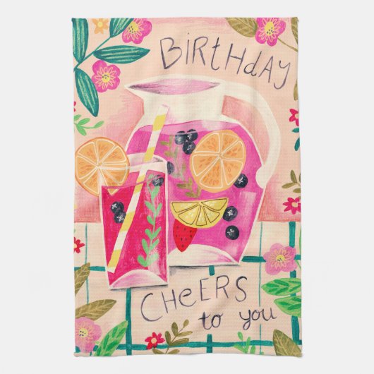 サマーサングリア誕生日応援 キッチンタオル (縦)