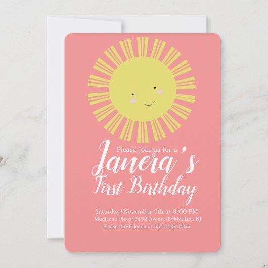 サマーサンシャインフローラサンガールズバースデーパーティー 招待状 (正面)