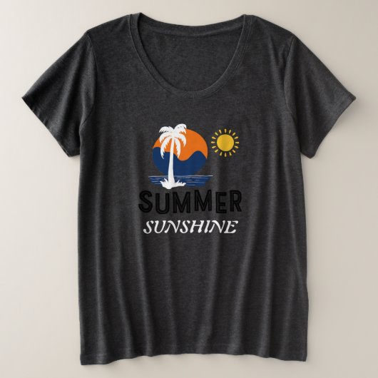サマーサンシャインプラスサイズウィメンズ プラスサイズTシャツ (デザイン正面)