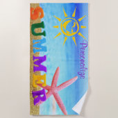 サマーサンスターフィッシュビーチシーン ビーチタオル (正面)