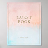 サマーサンセットウォーターカラーゲストブックサイン ポスター (正面)