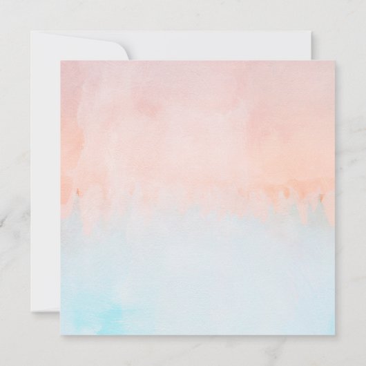 サマーサンセットウォーターカラースクエア結婚式招待状 招待状 (裏面)